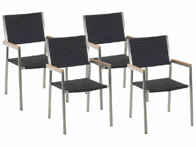 Set 4 buc scaune de grădină Giggles (negru ratan)