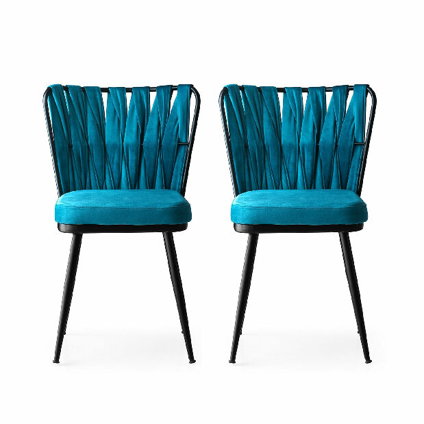 Set 2 scaune Krista (Negru + Albastru)