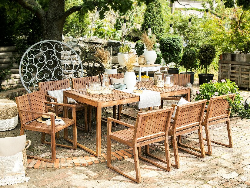 Set de masă pentru grădină Sasan (lemne deschis)