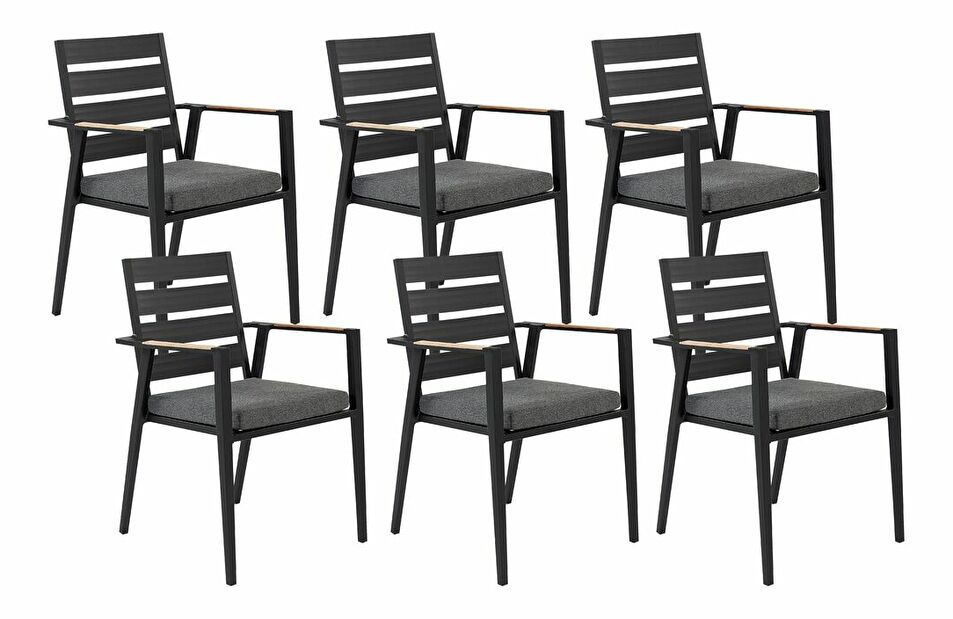 Set 6 buc scaune de grădină Thierry (negru) 