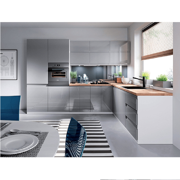 Dulap de bucătărie pentru frigider încorporat D60ZL Aurellia (alb + gri lucios) (S)