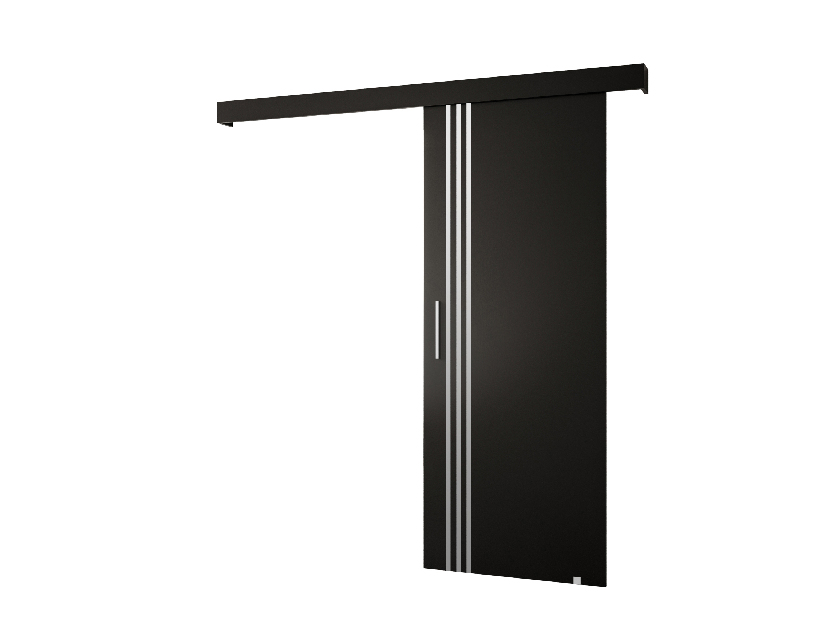 Uși culisante 90 cm Sharlene VI (negru mat + negru mat + argintiu)