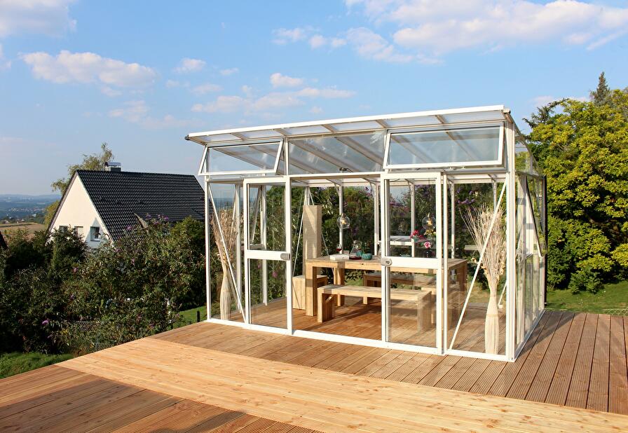Greenhouse stil special Aphrodite 11500 (policarbonat + sticlă securizată + alb)