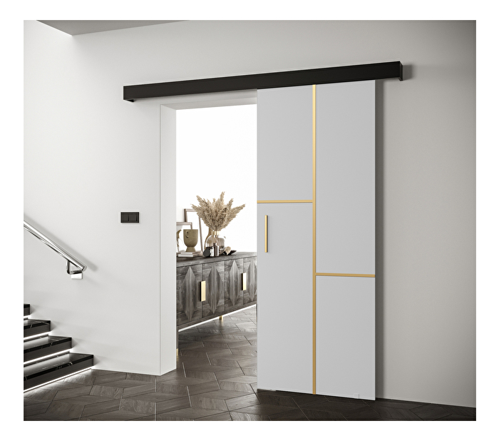 Uși culisante 90 cm Sharlene VII (alb mat + negru mat + auriu)