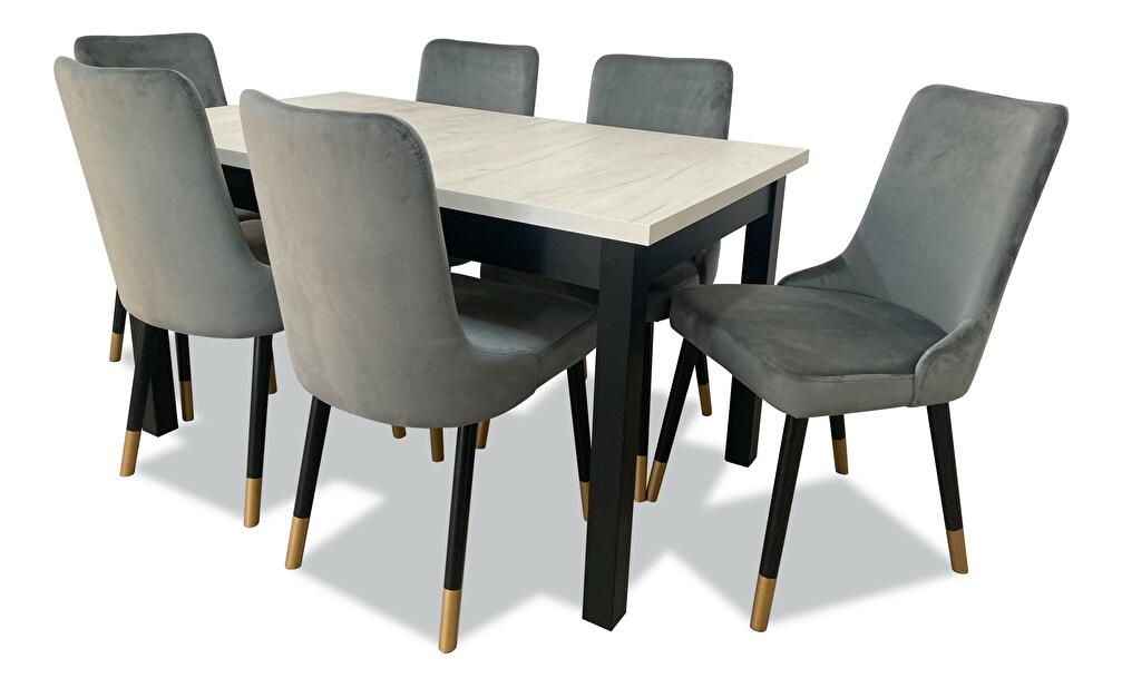 Set masă scaune pentru sufragerie Alita 3 (alb + gri) (pentru 6 persoane)