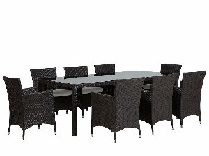 Set de masă pentru grădină TALIAN (ratan) (maro) (pentru 8 persoane)