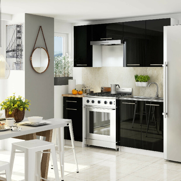 Dulap superior de bucătărie Ozara W30 H720 (alb + negru lucios)