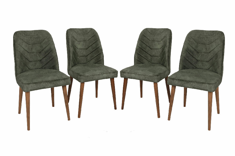 Set 4 scaune Dafne (Nuc + Verde închis)