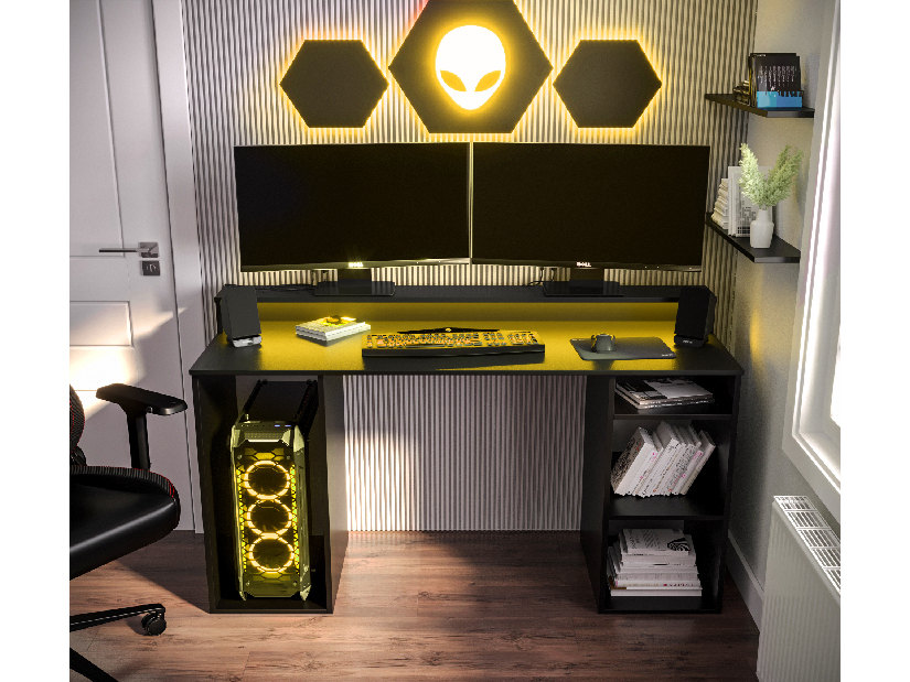 Masă PC pentru gaming Garrick 1 (negru) (cu iluminat LED RGB)