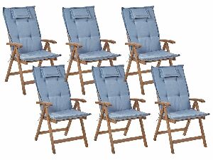 Set 6 buc scaune de grădină Amati (lemn închis + albastru)