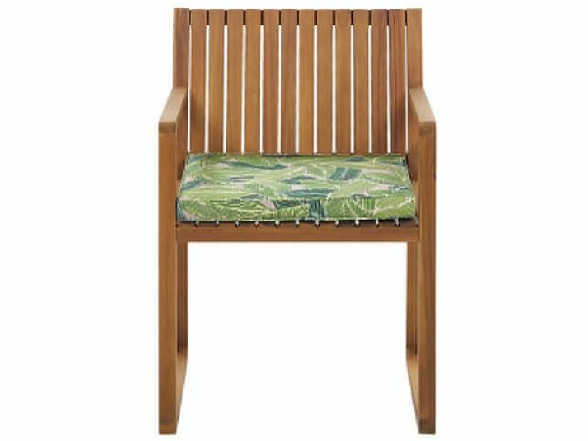 Set 8 buc. scaune de grădină SASAN (maro deschis) (cu perne verzi)