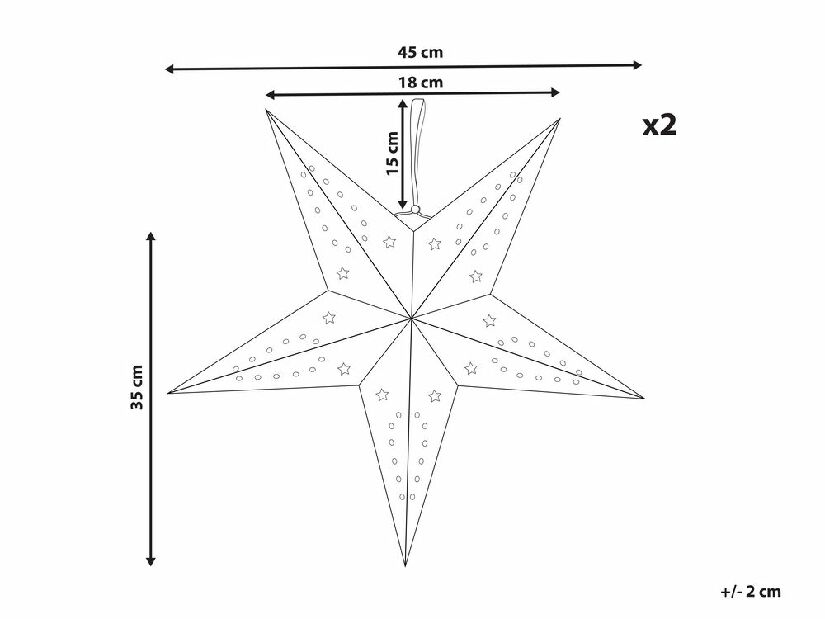 Set 2 buc stele suspendate 45 cm Monti (roșu sclipici)