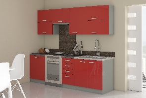 Bucătărie Roslyn 240 cm (gri + Roșu)