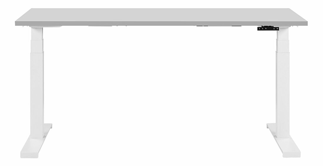 Masă de scris DESIRA II (160x72 cm) (gri + alb) (electric reglabil)