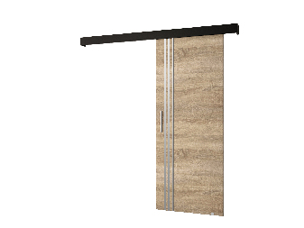 Uși culisante 90 cm Sharlene VI (stejar sonoma + negru mat + argintiu)