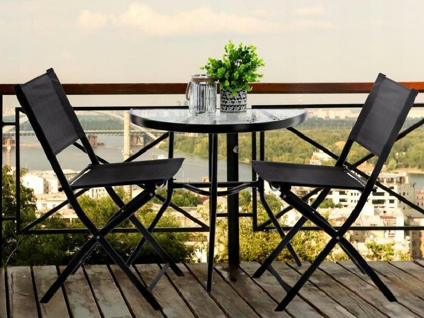Set mobilier balcon Balcony (pentru 2 persoane) (gri închis + Negru)
