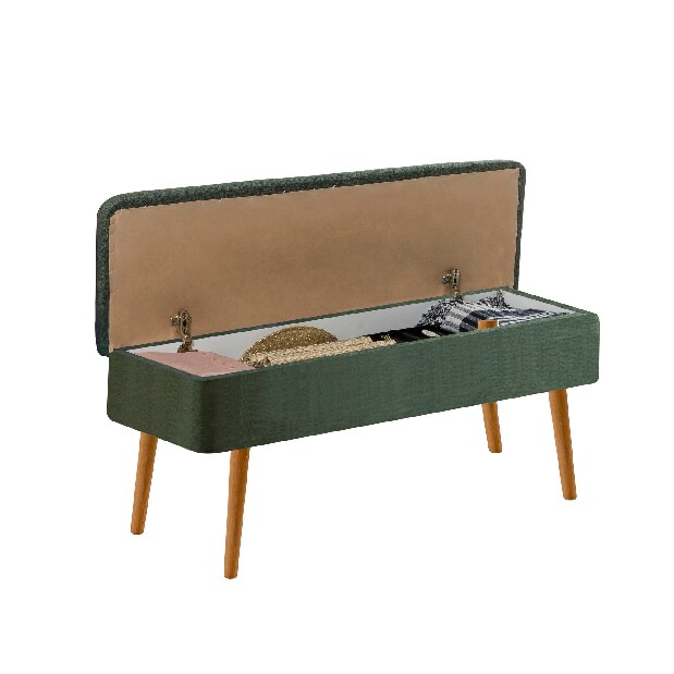 Masă de sufragerie extensibilă cu 2 scaune și bancă Vlasta (pin antlantic + verde)