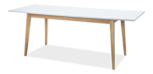 Masă de sufragerie extensibilă 120-165 cm Carrie (alb mat + stejar) (pentru 4 până la 6 persoane)