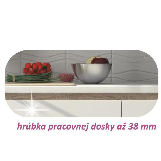 Bucătărie Lilouse 260 cm (stejar sonoma + alb ultralucios) *vânzare stoc