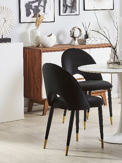Set 2 buc. scaune pentru sufragerie MAGI (stofă) (negru)