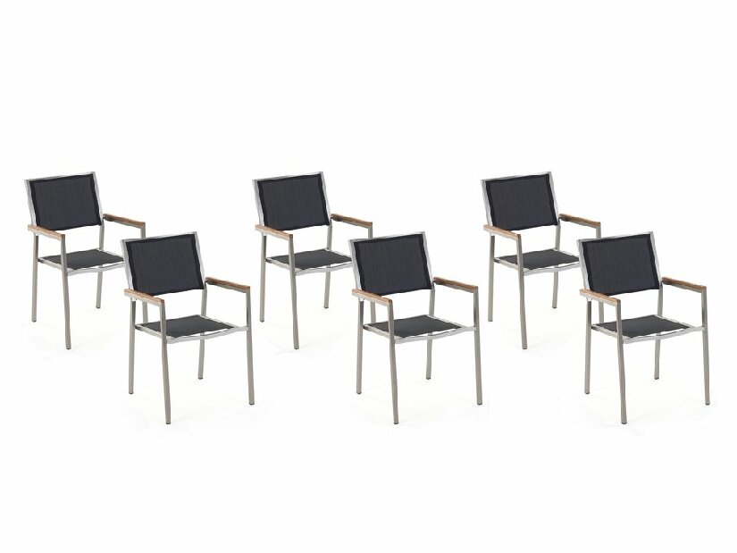 Set scaune 4 buc. Grosso (negru) (oțel inoxidabil)
