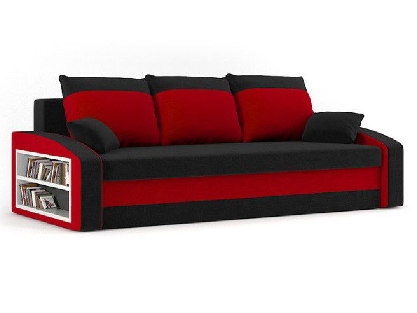 Canapea Houda (negru + roșu) (cu raft) 