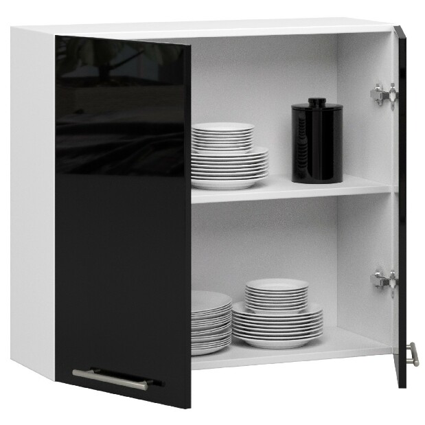 Dulap superior de bucătărie Ozara W80 H720 (alb + negru lucios)