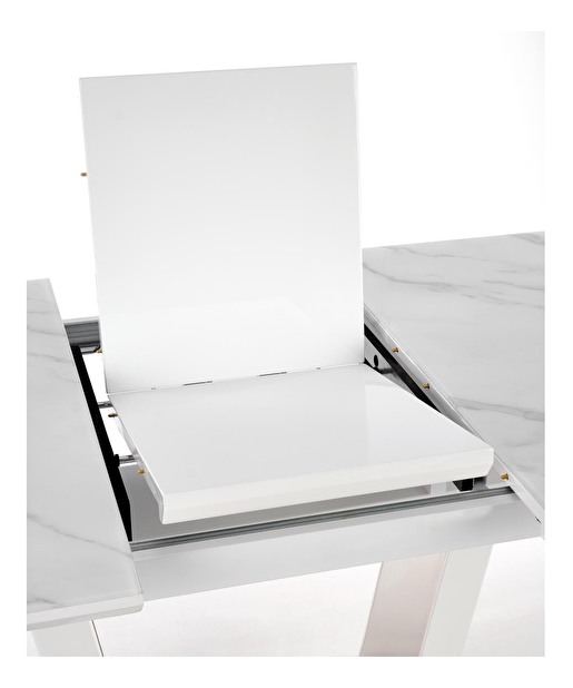 Masă de sufragerie extensibilă 160-200 cm Birgit (marmură alb) (pentru 6 8 persoane)