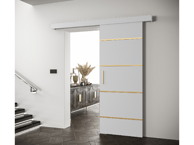 Uși culisante 90 cm Sharlene IV (alb mat + alb mat + auriu)
