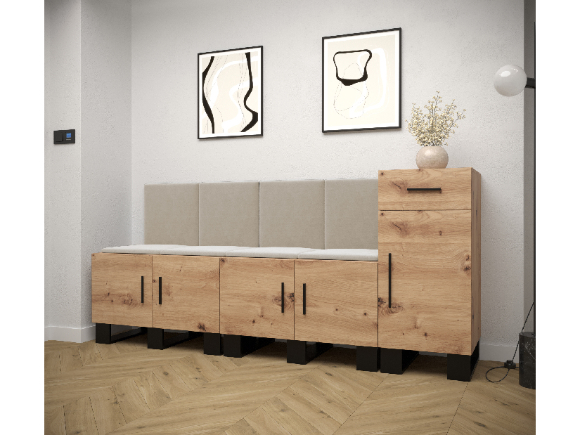 Set mobilier pentru hol Amanda 17 (Stejar artisan + bej)