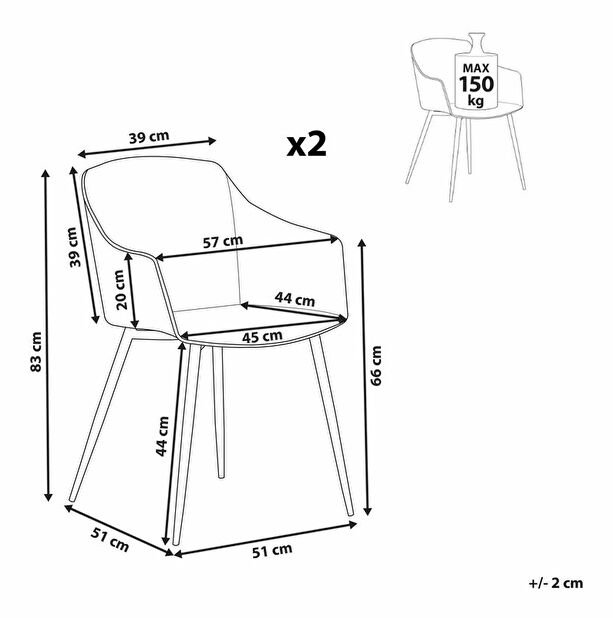 Set 2 buc scaune sufragerie Fonza (alb)