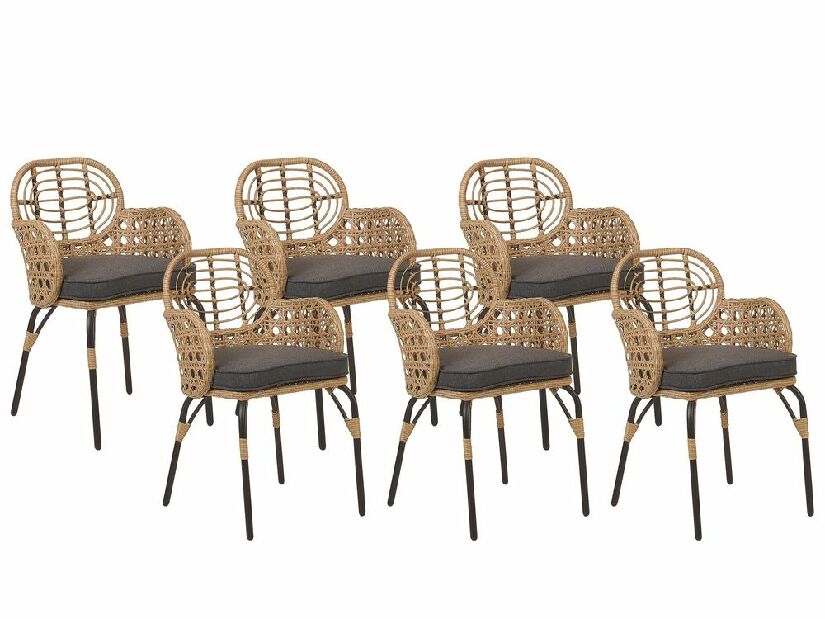 Set 6 buc scaune de grădină Praza (natural)