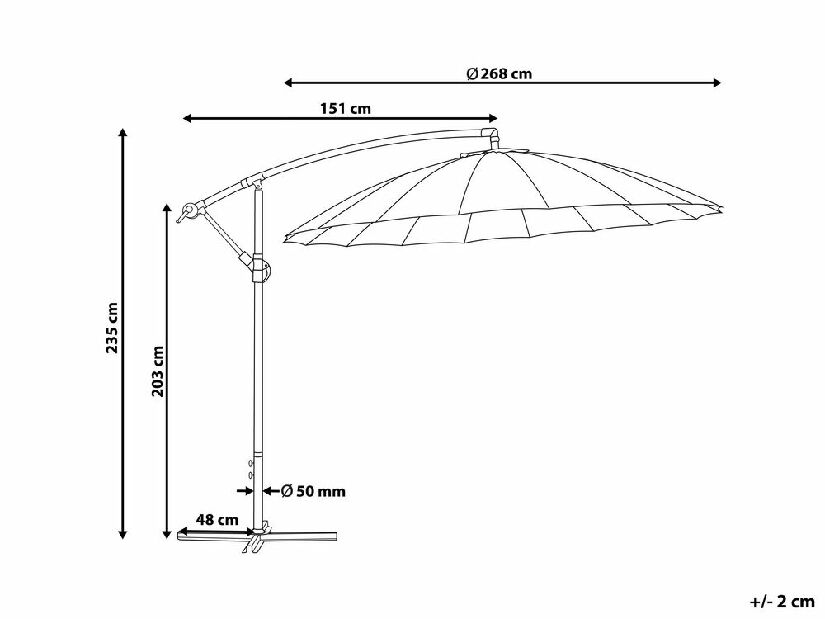 Umbrelă de grădină 268 cm CALISA II (poliester) (gri închis)