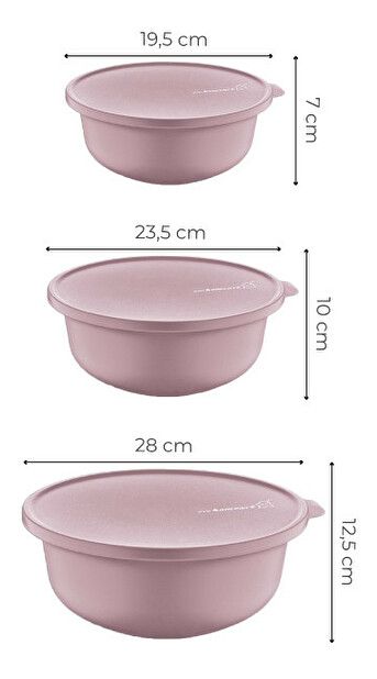 Set recipiente alimente (3 buc.) Yzop S (roz)