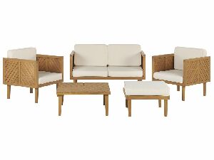 Set mobilier de grădină Blas (lemn deschis + alb)