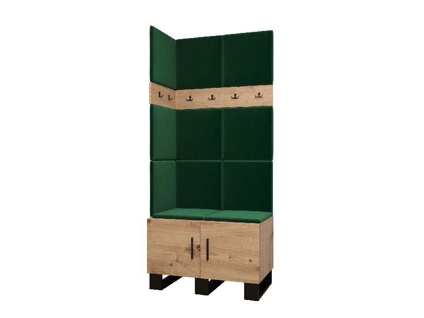 Set mobilier pentru hol Amanda 11 (Stejar artisan + verde)
