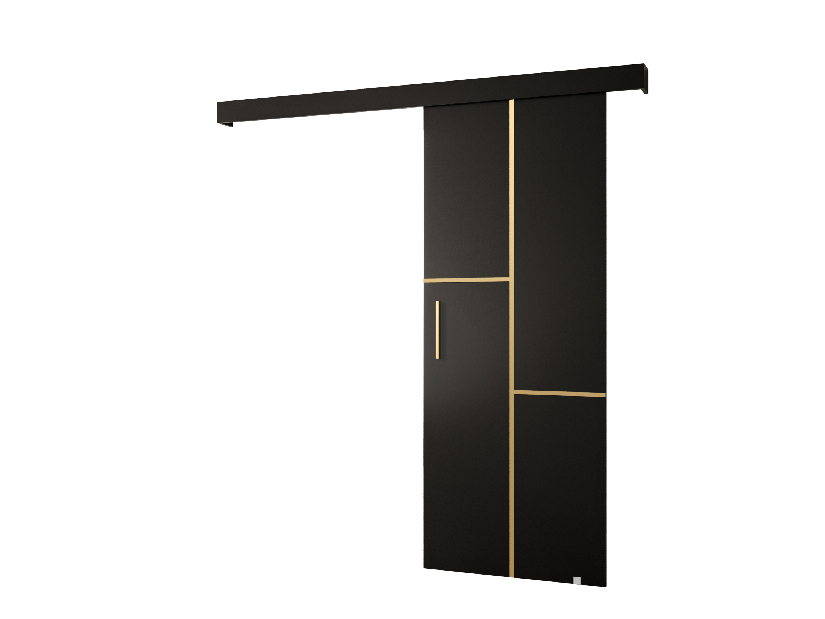 Uși culisante 90 cm Sharlene VII (negru mat + negru mat + auriu)