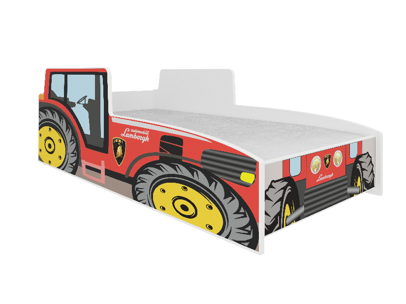Pat pentru copii 160x80 cm Tractorist (cu somieră și saltea) (roșu) *vânzare