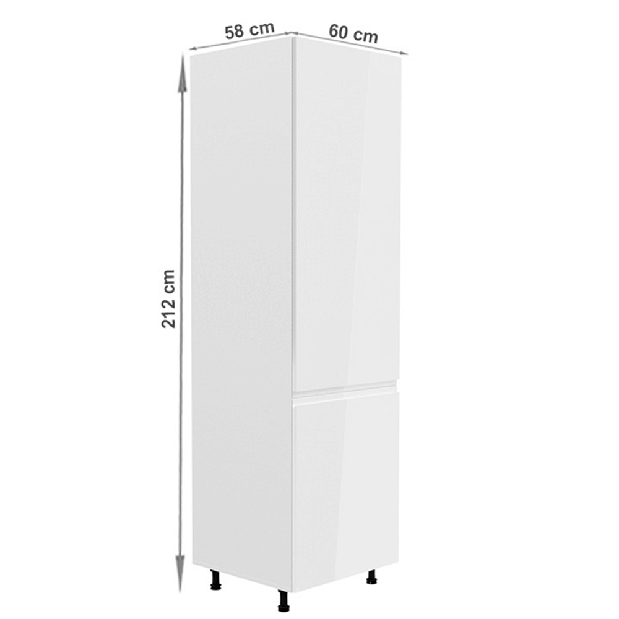 Dulap de bucătărie pentru frigider încorporat D60ZL Aurellia (alb + alb lucios) (D)