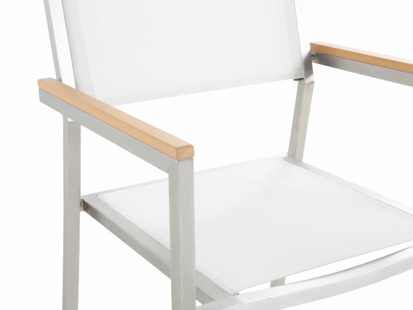 Set de masă pentru grădină Grosso (transparent) (6 scaune albe)