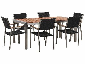 Set de masă pentru grădină GROSSO (eucalipt) (negru) (pentru 6 persoane)