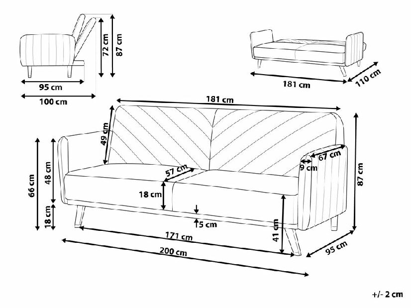 Canapea 3 locuri Skagen (gri) 