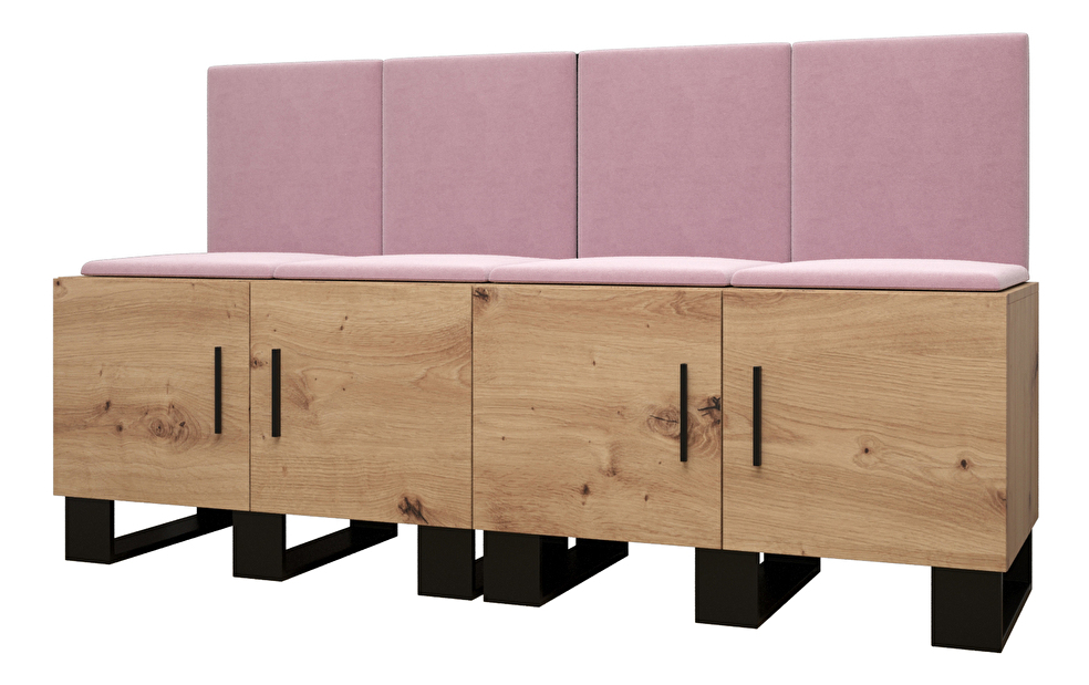 Set mobilier pentru hol Amanda 20 (Stejar artisan + roz)