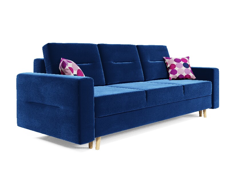 Canapea extensibilă Bergenia (albastru + Perne roz)