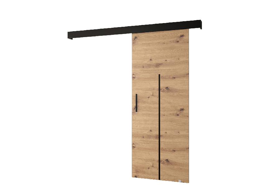 Uși culisante 90 cm Sharlene X (stejar artisan + negru mat + negru)