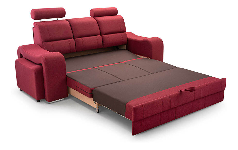 Canapea trei locuri Wendell (roșu) (cu taburete)
