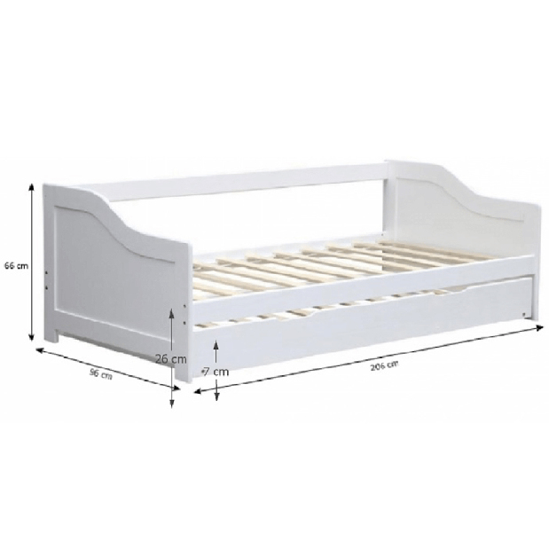 Pat pentru copii cu pat suplimentar 90 cm Intaria (Alb)