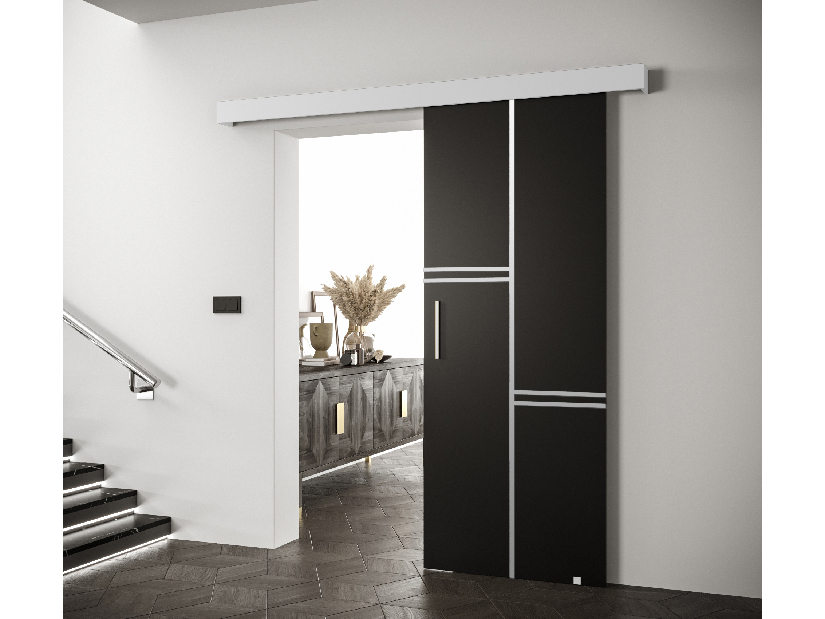 Uși culisante 90 cm Sharlene VIII (negru mat + alb mat + argintiu)