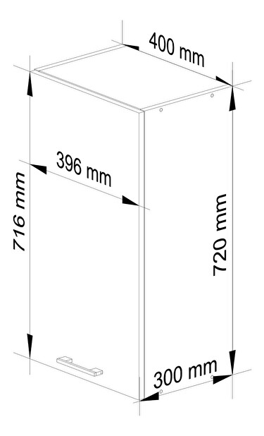 Dulap superior de bucătărie Ozara W40 H720 (alb + grafit lucios)