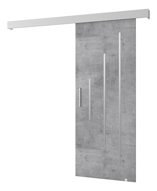 Uși culisante 90 cm Sharlene Y (beton + alb mat + argintiu)